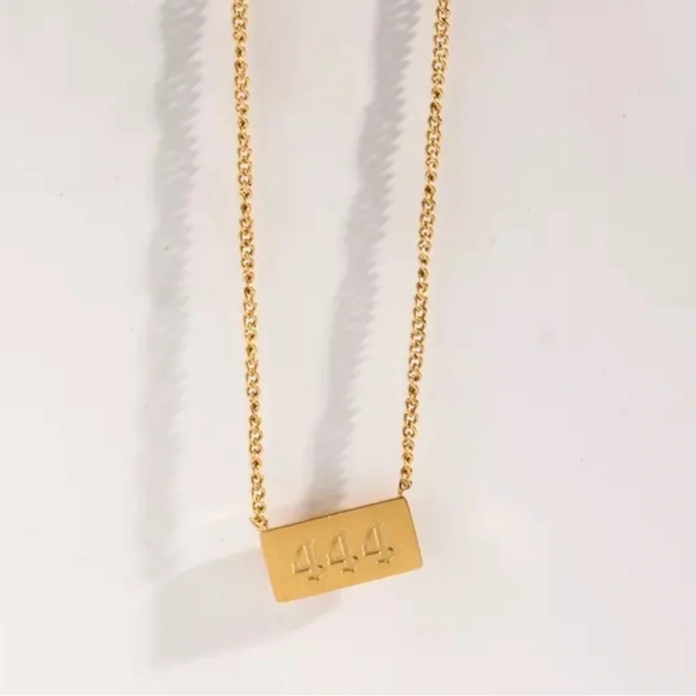 NEW SQUARE ANGEL NUMBER 18K GOLD NECKLACE, NICE NECKLACE, CUTE NECKLACE - Picture 7 of 7